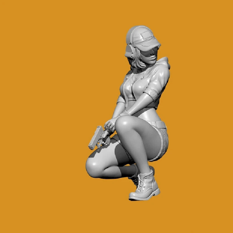 55mm Detective Girl, Resin Model Figure Kit, Unassembled and Unpainted