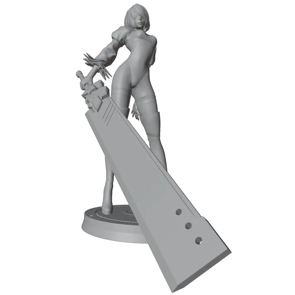 1/24 Female Anime Warrior with Ornate Winged Swords, Resin Model Figure Kit, Anime Theme, Unassembled and Unpainted