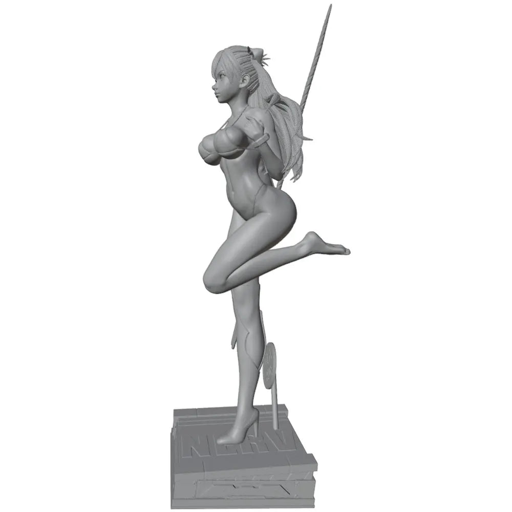 75mm Kneeling Elf Warrior with Spear, Resin Model Figure Kit, Fantasy Theme, Unassembled and Unpainted