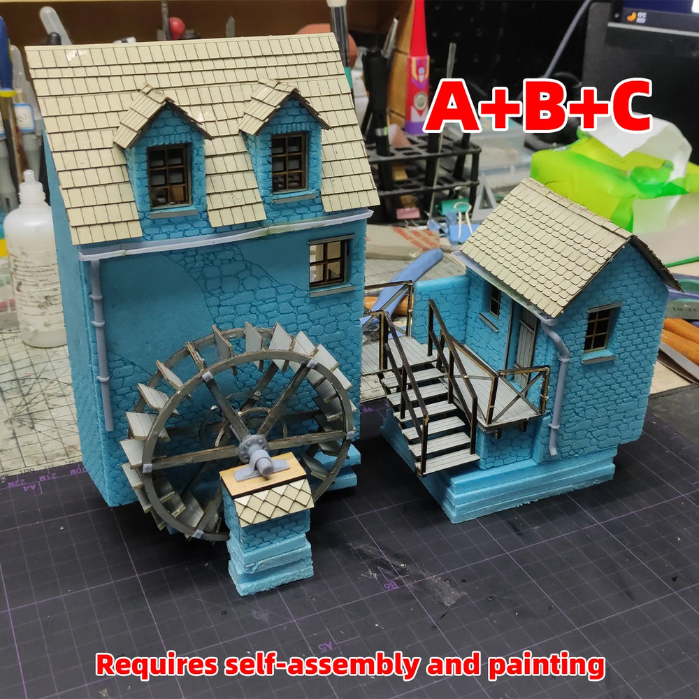 1/35 European Rural Watermill Vernacular, Resin Model Diorama Kit, Historical Theme, Unassembled and Unpainted