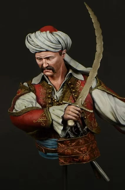 1/10 Ottoman Warrior with Curved Sword, Resin Model Bust Kit, Military Theme, Unassembled and Unpainted