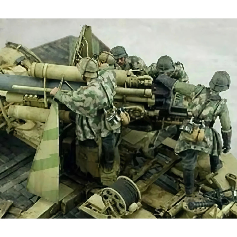 1/35 WWII German Flak Gun Crew, 5 Figures, Resin Model Figure Kit, Unassembled and Unpainted