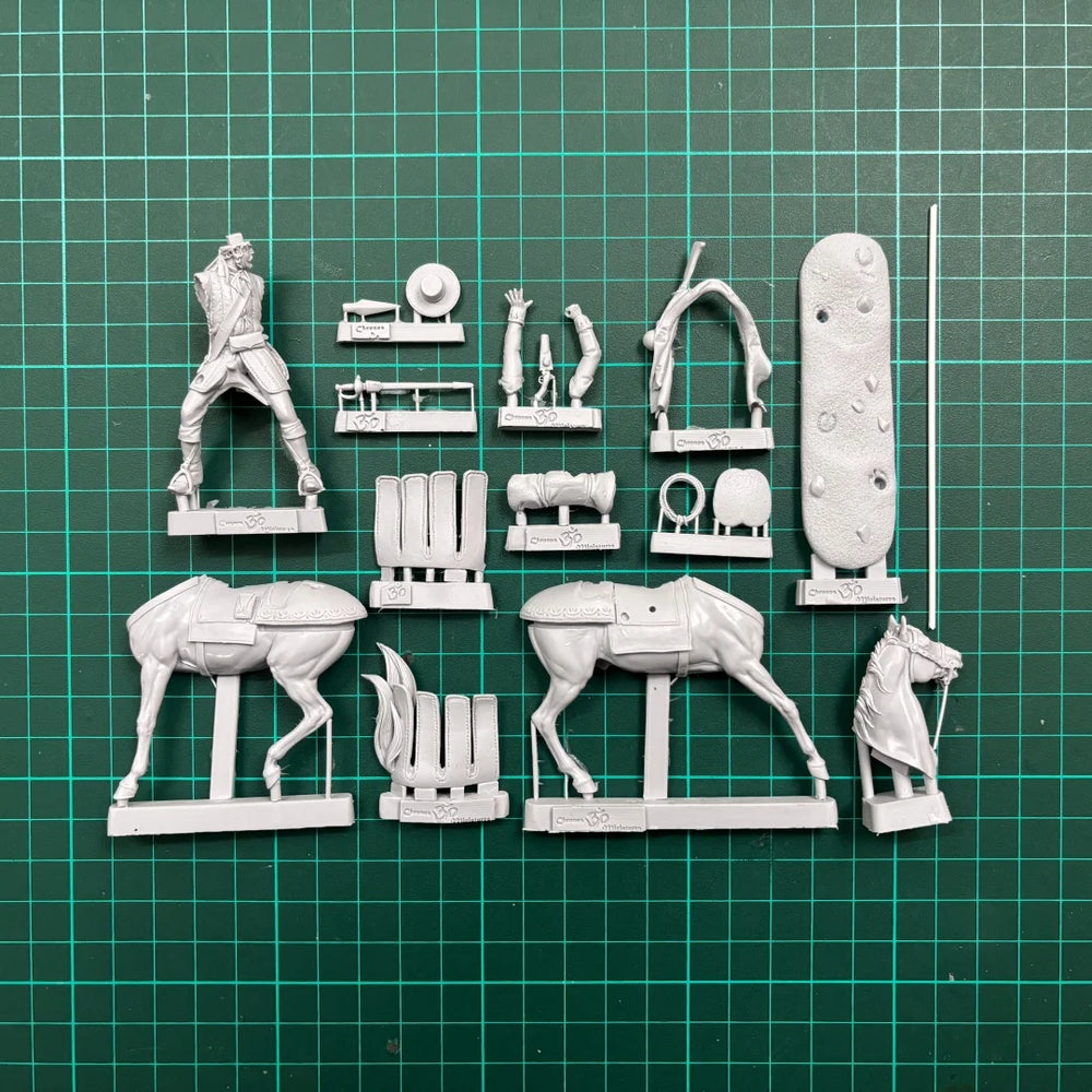 54mm Spanish Cavalry Soldier 1751, Resin Model Figure Kit, Military Theme, Unassembled and Unpainted