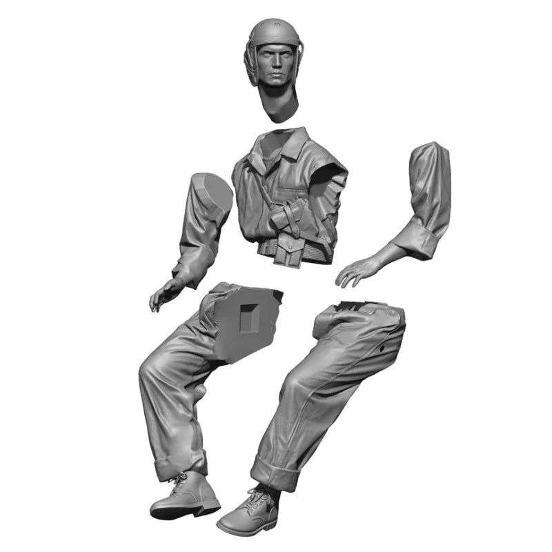 1/16 WWII US Tank Crewman Seated, 5 Figures, Resin Model Figure Kit, Unassembled and Unpainted