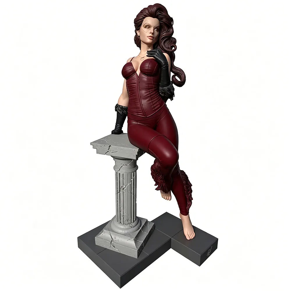 1/24 Classical Warrior Goddess on Column, Resin Model Figure Kit, Unassembled and Unpainted