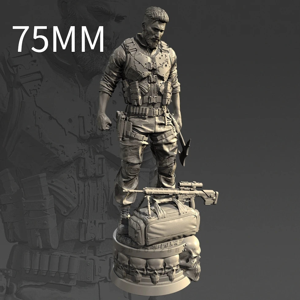 90mm Modern Combat Rifleman with Tactical Body Armor, Resin Model Figure Kit, Unassembled and Unpainted