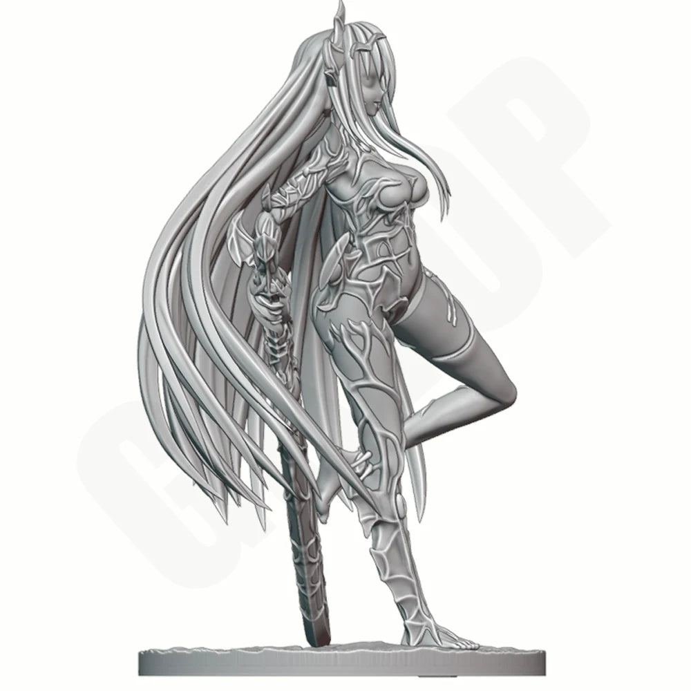 1/24 Winged Demoness Wielding Greatsword, Resin Model Figure Kit, Fantasy Theme, Unassembled and Unpainted