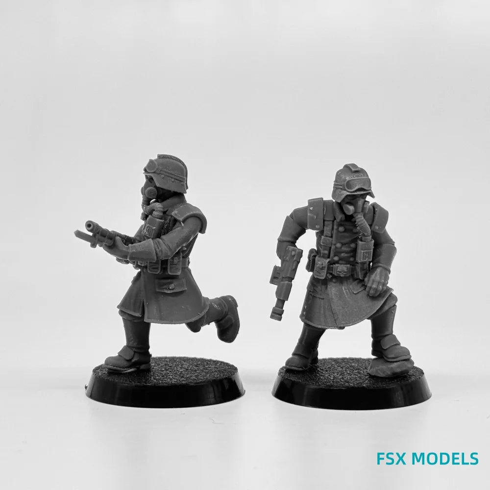 28mm Grim Guard Militants, 10 Figures, Resin Model Figure Kit, Sci-Fi Theme, Unassembled and Unpainted