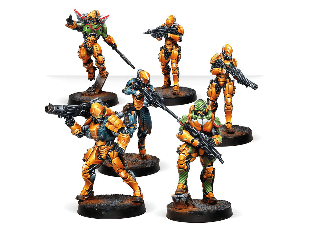 35mm Armored Warriors, 6 Figures, Resin Model Figure Kit, Sci-Fi Theme, Unassembled and Unpainted