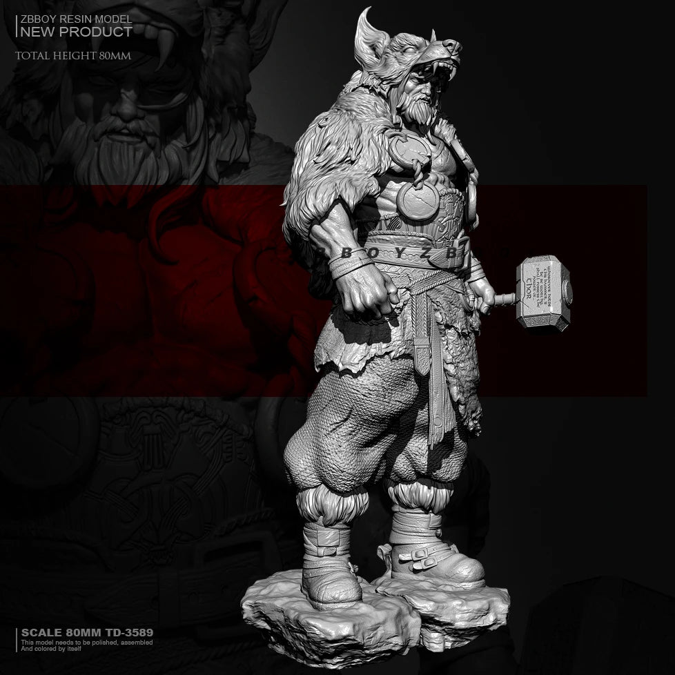 80mm Demonic Warrior, Resin Model Figure Kit, Fantasy Theme, Unassembled and Unpainted
