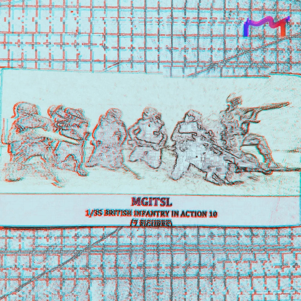 1/35 WWII British Infantry Squad Advancing, 10 Figures, Resin Model Figure Kit, Unassembled and Unpainted