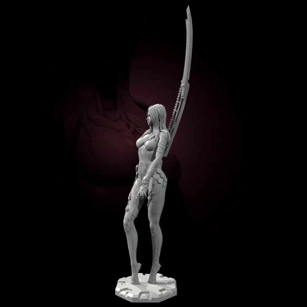 50mm Medieval Fantasy Female Swordsman, Resin Model Figure Kit, Unassembled and Unpainted