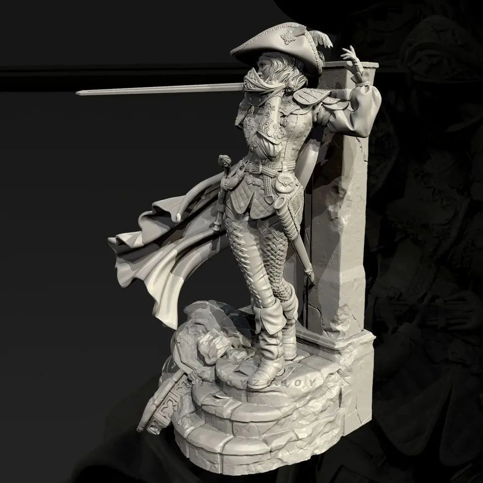 75mm Napoleonic Female Musketeer, Resin Model Figure Kit, Unassembled and Unpainted