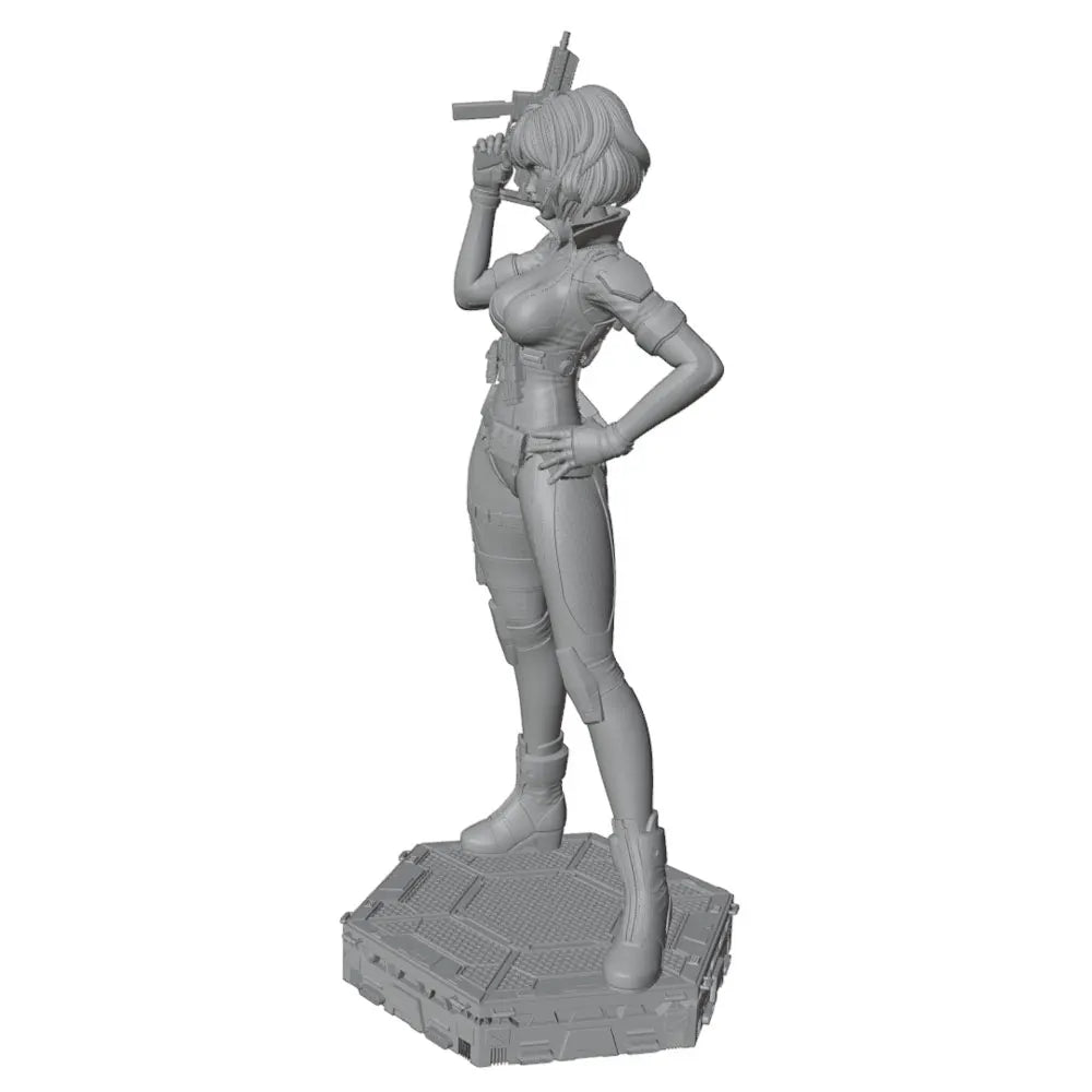 1/24 Female Commando with Machine Gun, Resin Model Figure Kit, Unassembled and Unpainted