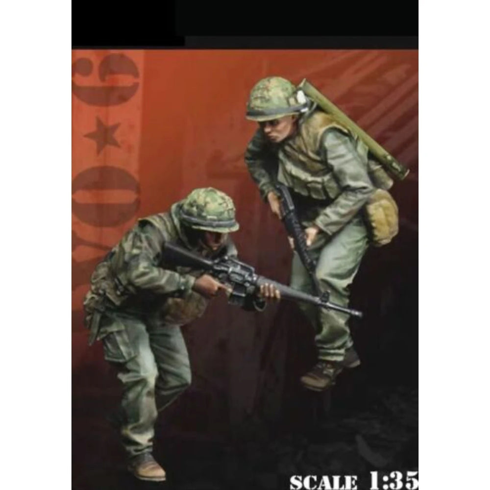 1/35 Vietnam War US Infantry in Combat Advance, 4 Figures, Resin Model Figure Kit, Unassembled and Unpainted