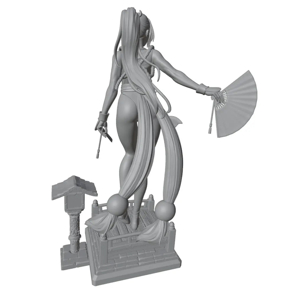 75mm Fantasy Pinup with Fan, Resin Model Figure Kit, Unassembled and Unpainted