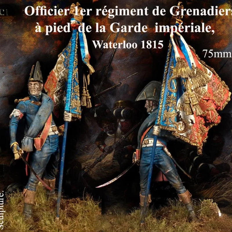 75mm Napoleonic French Imperial Guard Grenadier Charging with Sword, Resin Model Figure Kit, Unassembled and Unpainted