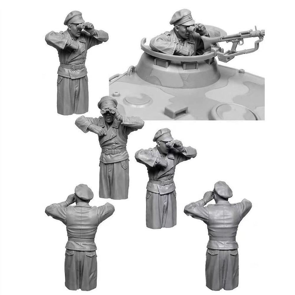 1/35 WWII German Tank Commander, 6 Figures, Resin Model Diorama Kit, Unassembled and Unpainted