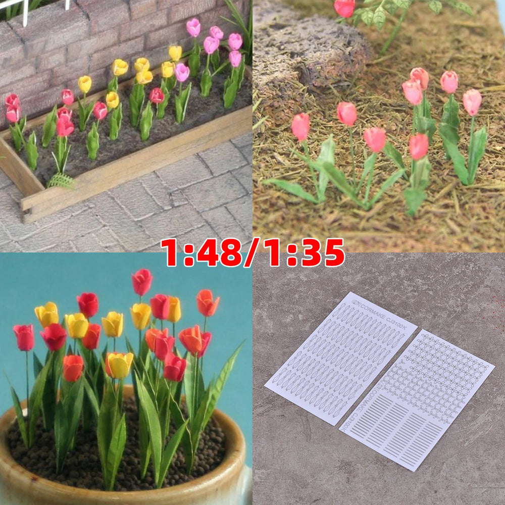 1/35 Garden Plants & Tulips, Resin Model Terrain Kit, Wildlife Theme, Unpainted