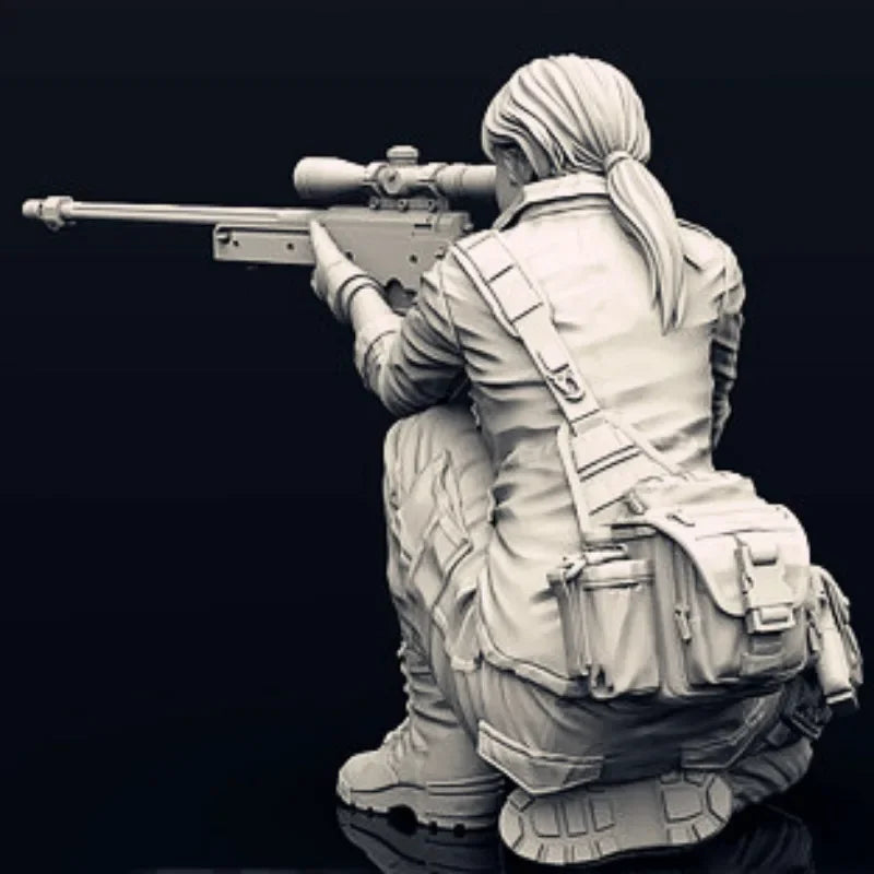 1/35 Modern Tactical Sniper Kneeling in Firing Stance, Resin Model Figure Kit, Unassembled and Unpainted