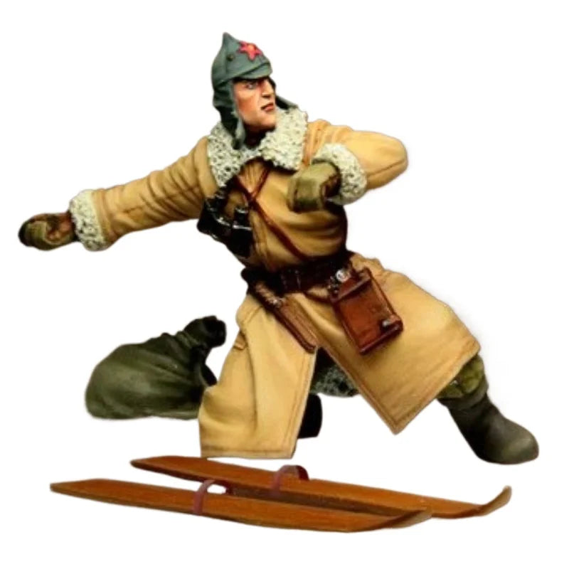 1/35 WWII Soviet Winter War Commander on Skis, Resin Model Figure Kit, Unassembled and Unpainted