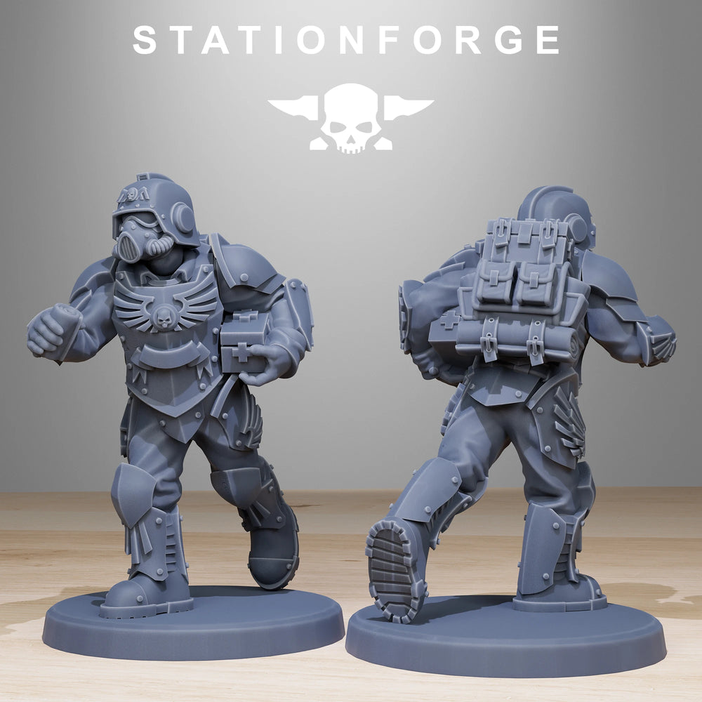 GrimGuard Elites Heavy Infantry, 18 Figures, Resin Model Figure Kit, Sci-Fi Theme, Unassembled and Unpainted