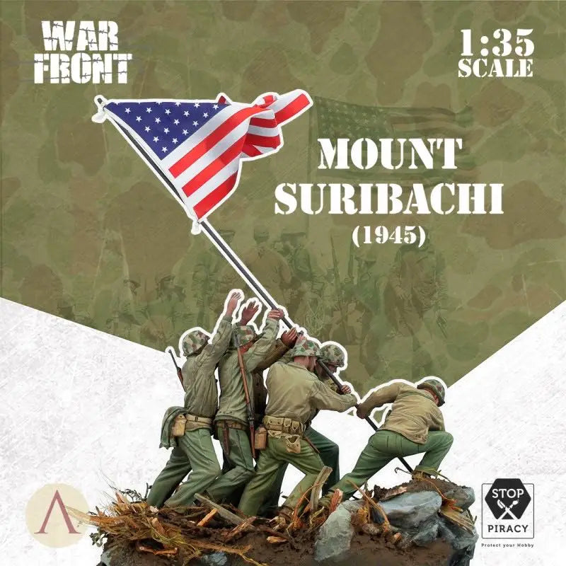 1/35 WWII Allied Iwo Jima Flag-Raising, 4 Figures, Resin Model Figure Kit, Unassembled and Unpainted