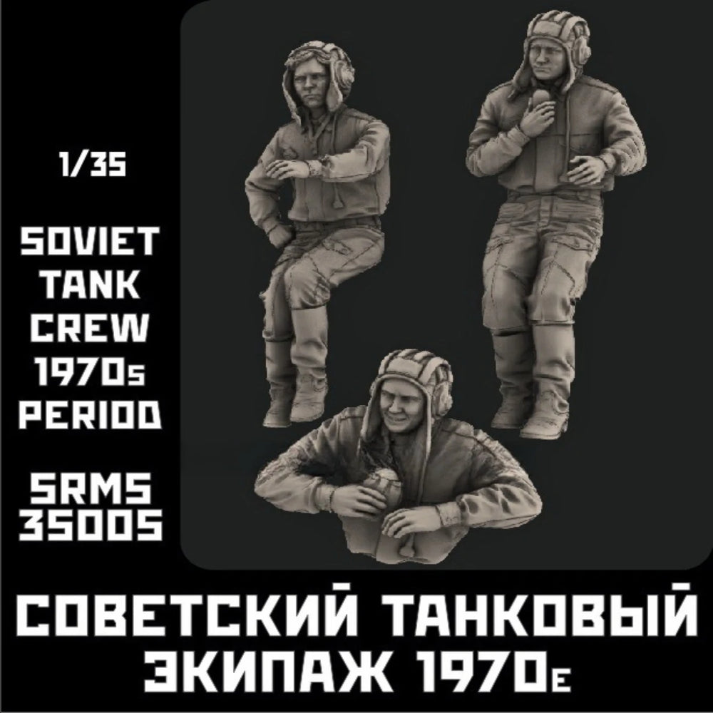 1/35 Cold War Soviet Tank Crew at Battle Stations, 3 Figures, Resin Model Figure Kit, Unassembled and Unpainted
