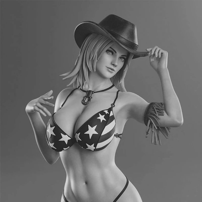 75mm Bikini Cowgirl Pinup, Resin Model Figure Kit, Unassembled and Unpainted