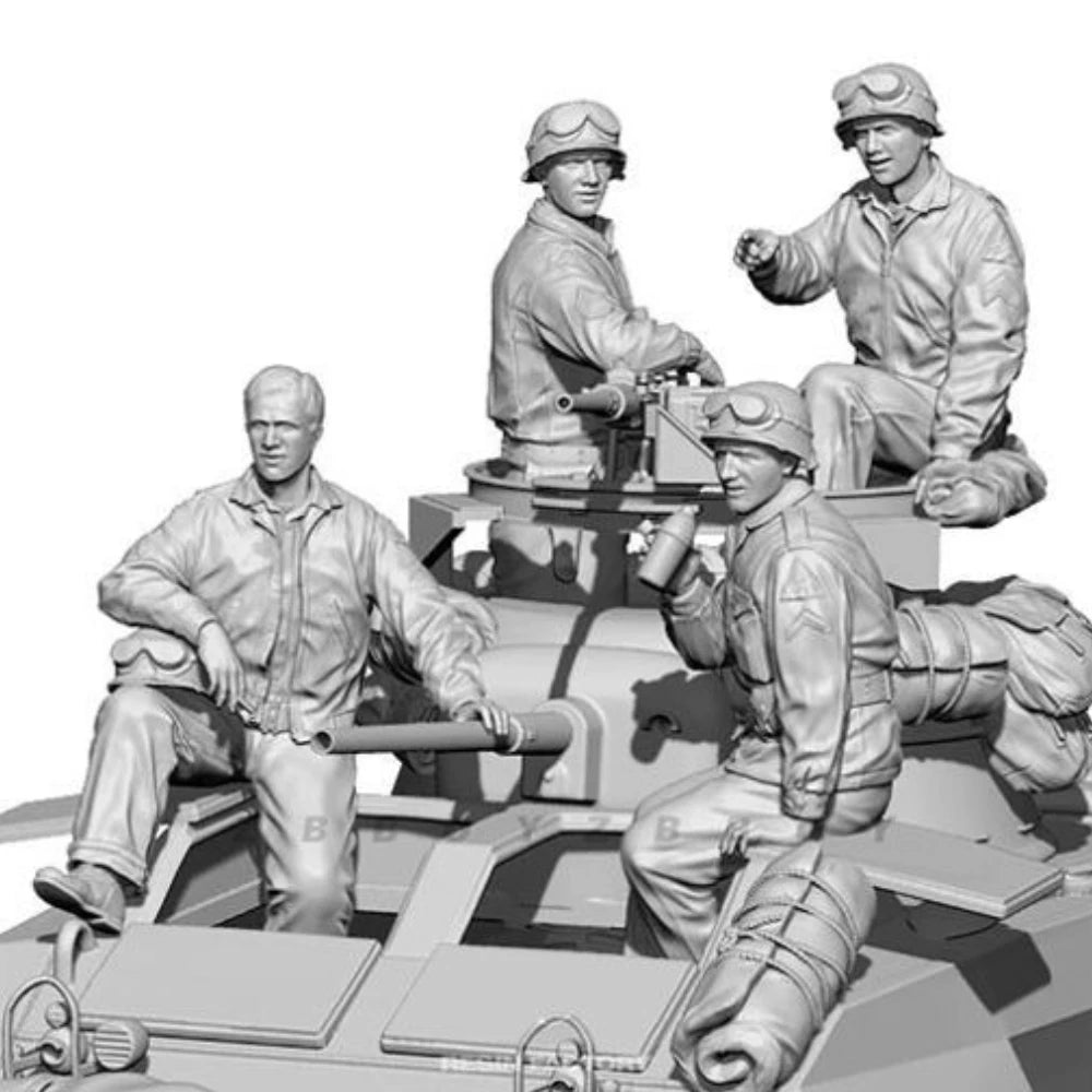 1/35 WWII Soviet Infantry and Gun Crew, 4 Figures, Resin Model Figure Kit, Unassembled and Unpainted