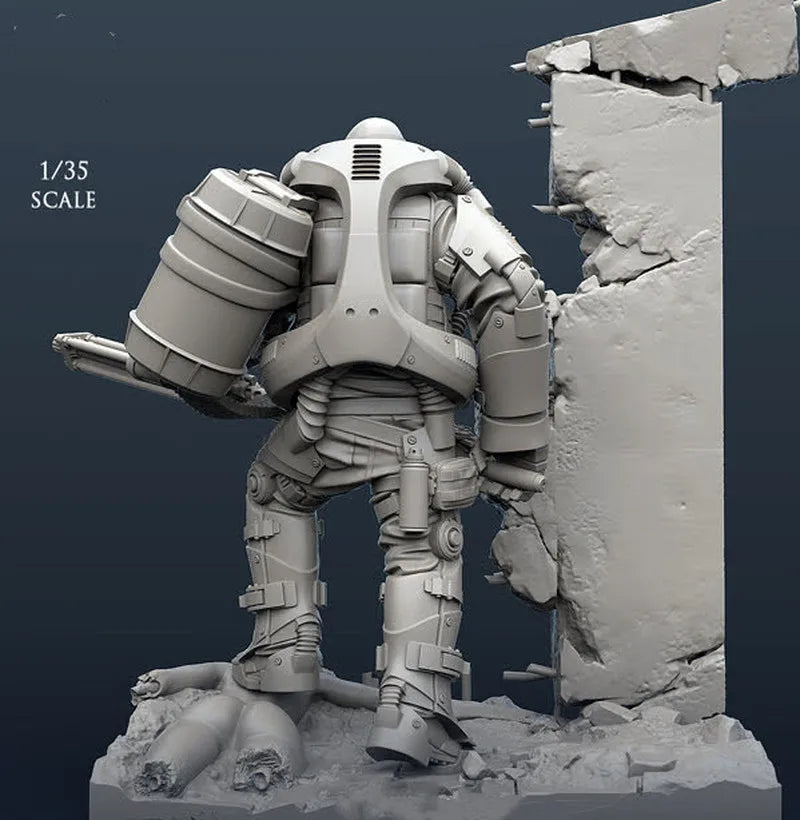 1/35 Heavy Armored Soldier with Exoskeleton, Resin Model Figure Kit, Sci-Fi Theme, Unassembled and Unpainted
