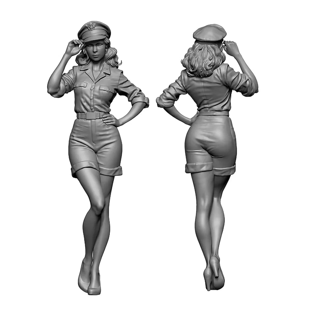 1/35 WWII Female Officer Tipping Cap, Resin Model Figure Kit, Unassembled and Unpainted