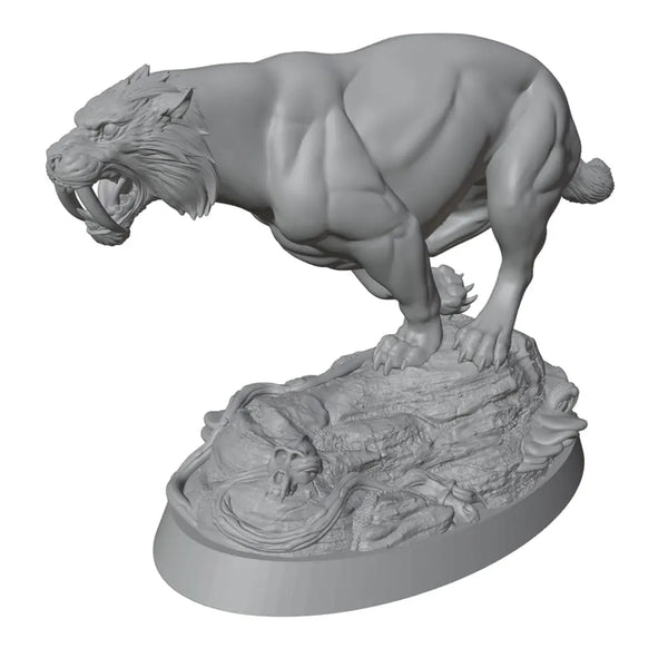 75mm Saber-Toothed Tiger, Resin Model Creature Kit, Wildlife Theme, Unassembled and Unpainted