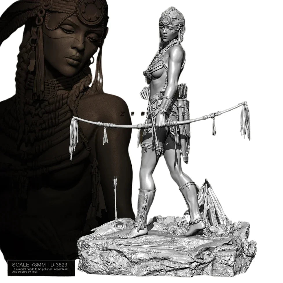 75mm Dark Fantasy Female Warrior, Resin Model Figure Kit, Fantasy Theme, Unassembled and Unpainted