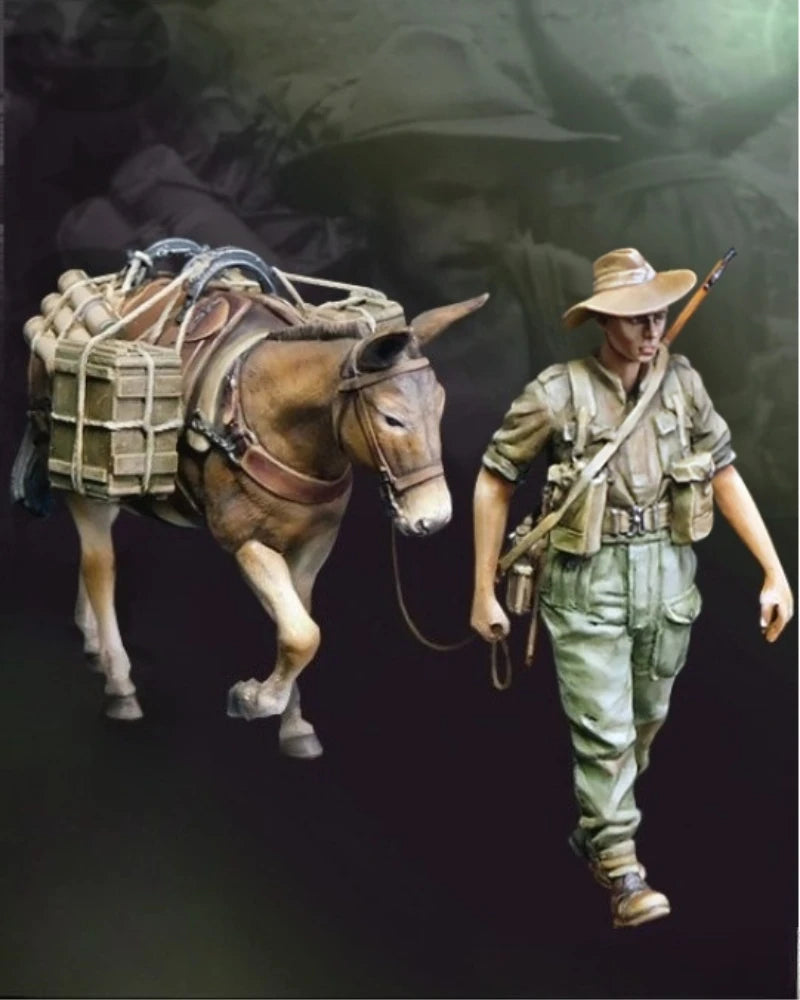 1/35 WWII British Special Forces with Mule, Resin Model Figure Kit, Unassembled and Unpainted