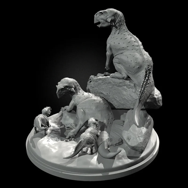 100mm Prehistoric Dinosaur, 7 Figures, Resin Model Diorama Kit, Wildlife Theme, Unassembled and Unpainted