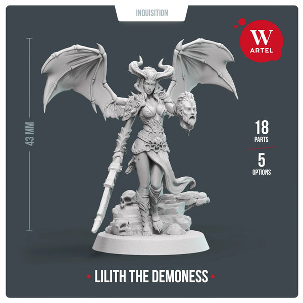 Demoness with Bat Wings and Horns, Resin Model Figure Kit, Fantasy Theme, Unassembled and Unpainted