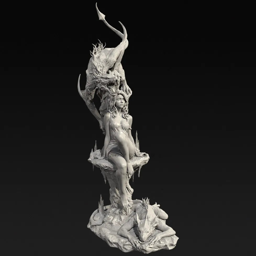 90mm Female Demon Dragon, Resin Model Figure Kit, Fantasy Theme, Unassembled and Unpainted