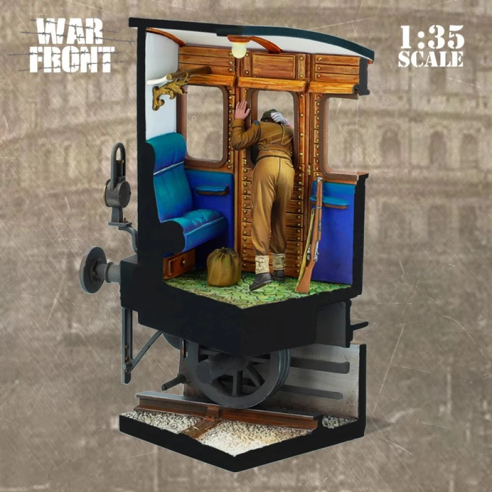 1/35 WWII 1930s Railway Guard Van, 2 Figures, Resin Model Diorama Kit, Unassembled and Unpainted