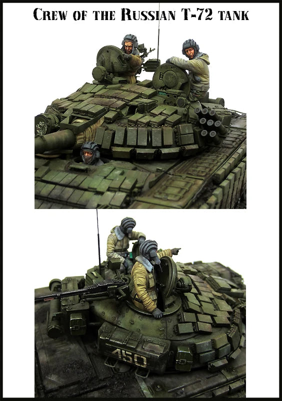 1/35 Cold War Soviet T-72 Crew in Combat Alert, 3 Figures, Resin Model Figure Kit, Unassembled and Unpainted