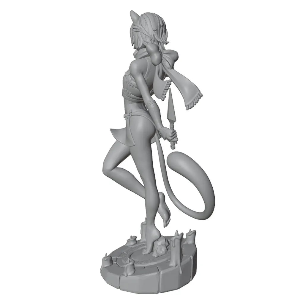 1/24 Female Warrior with Wolf Ears, Resin Model Figure Kit, Anime Theme, Unassembled and Unpainted