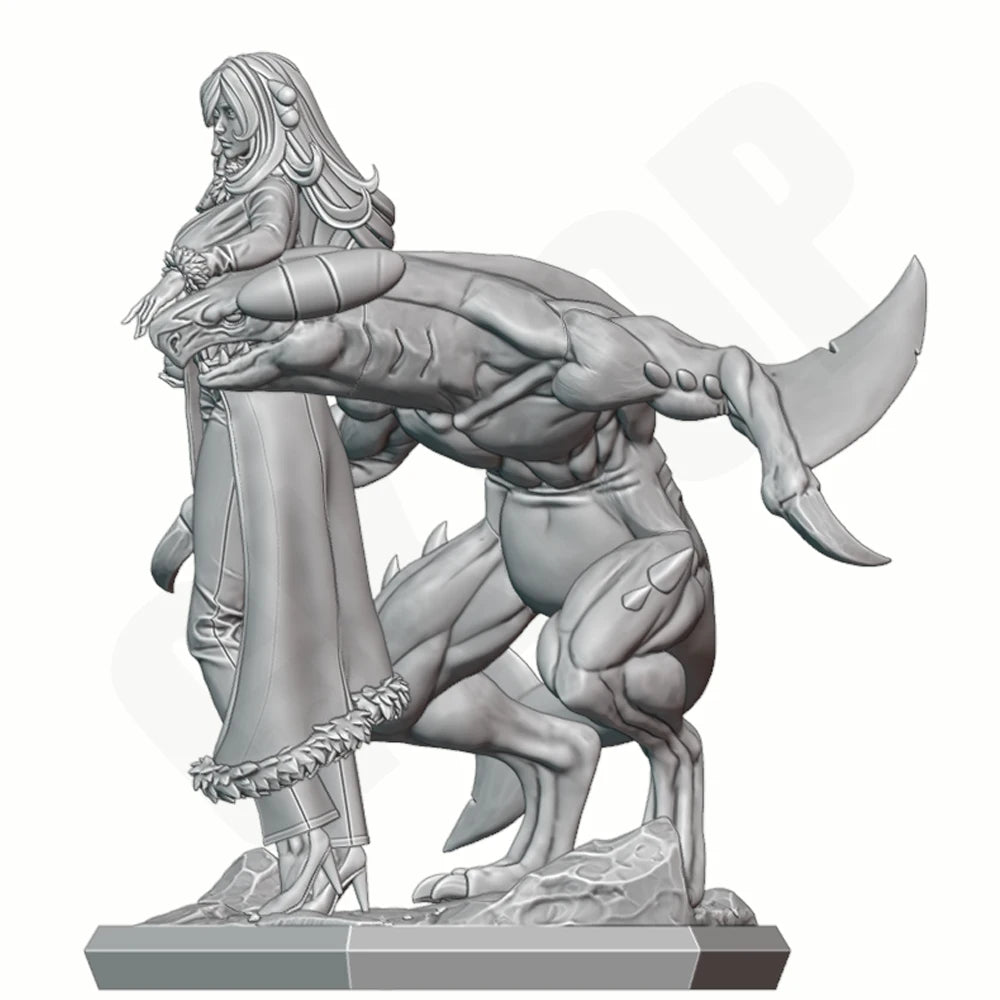 1/24 Female Beast Warrior, Resin Model Figure Kit, Fantasy Theme, Unassembled and Unpainted