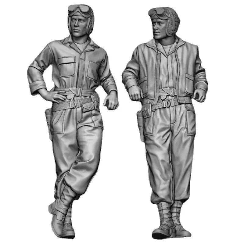 1/35 WWII US Tankers, 2 Figures, Resin Model Figure Kit, Unassembled and Unpainted