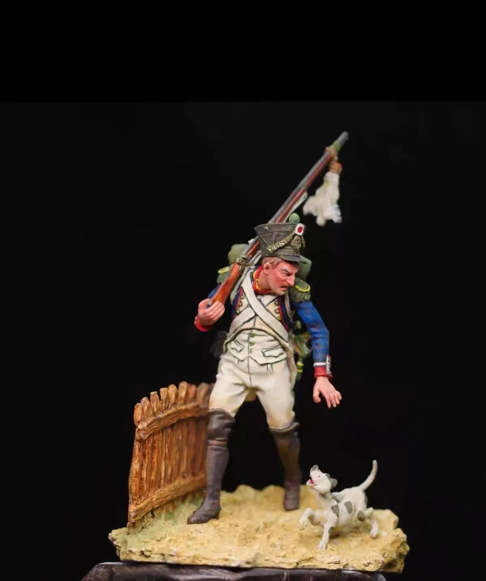 1/32 Napoleonic French Standard Bearer, Resin Model Figure Kit, Unassembled and Unpainted