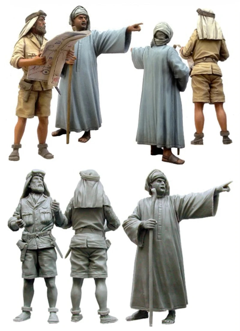 1/35 WWII British SAS Officer & Local Man, 2 Figures, Resin Model Figure Kit, Unassembled and Unpainted