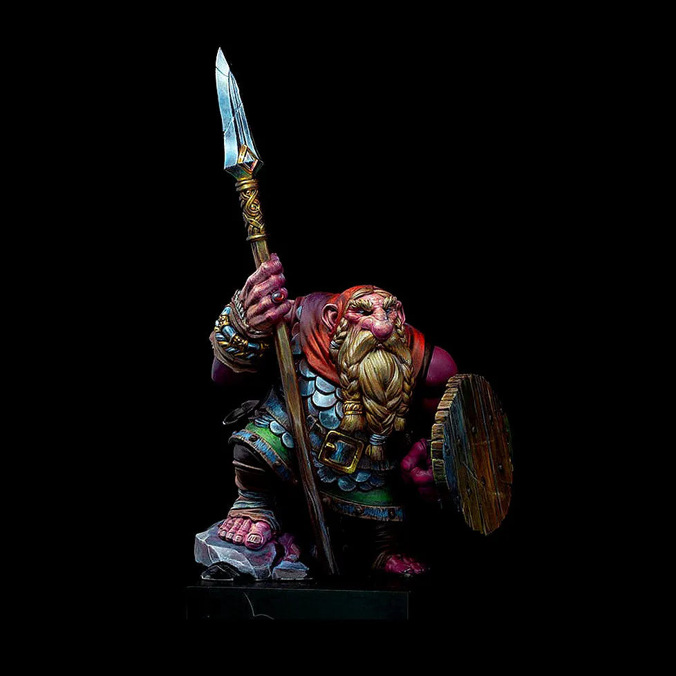 60mm Armored Dwarf with Halberd and Shield, Resin Model Figure Kit, Fantasy Theme, Unassembled and Unpainted