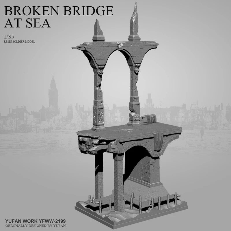 1/35 Ruins Bridge, Resin Model Terrain Kit, Fantasy Theme, Unpainted