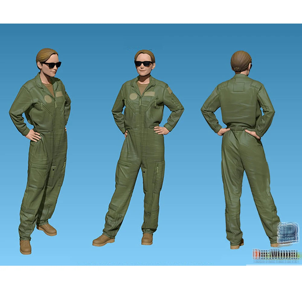 1/35 WWII US Female Pilot Standing, Resin Model Figure Kit, Unassembled and Unpainted