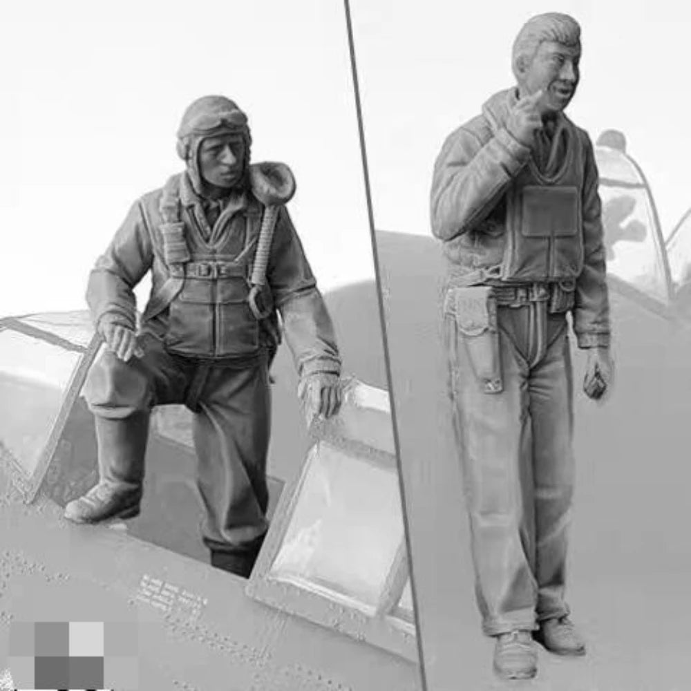 1/32 WWII US Army Pilots, 2 Figures, Resin Model Figure Kit, Unassembled and Unpainted