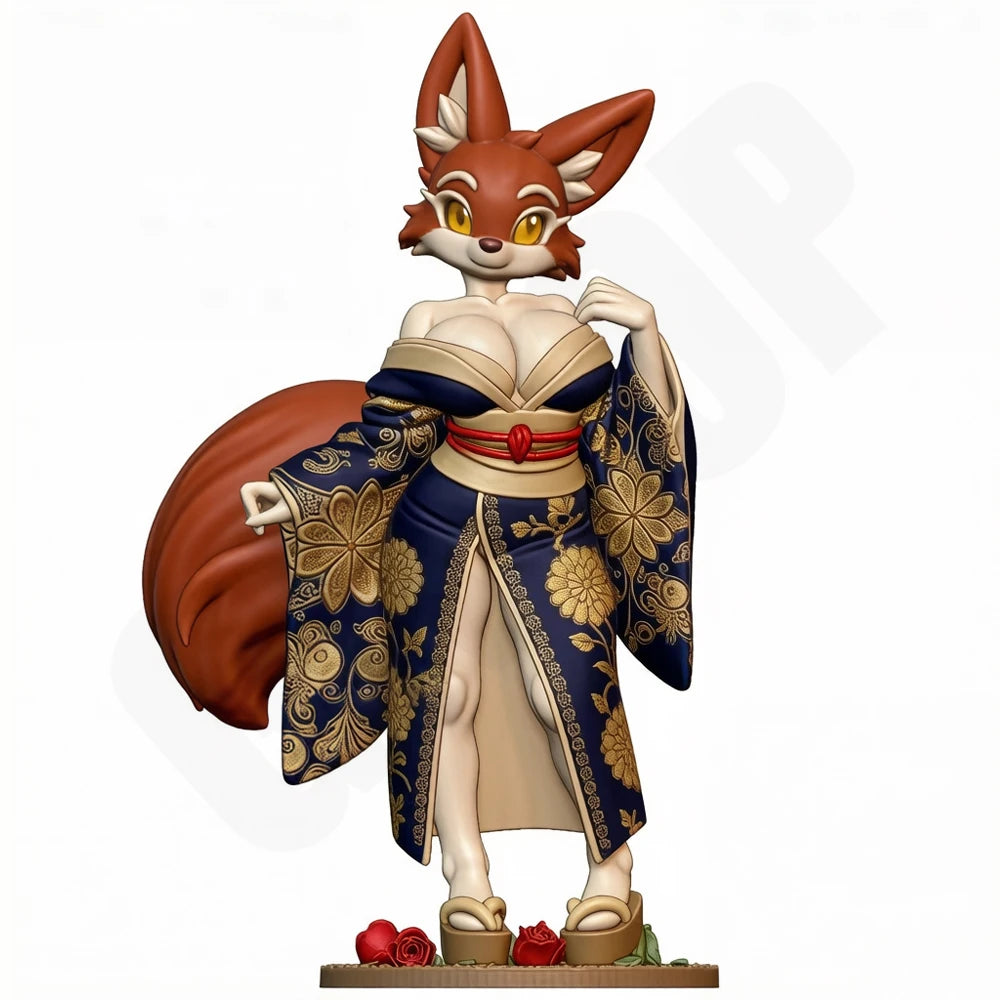 1/24 Japanese Beast-Ear Girl, Resin Model Figure Kit, Anime Theme, Unassembled and Unpainted